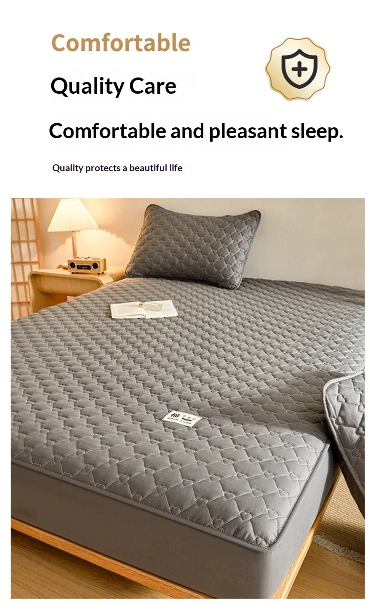Feng Yu Qing 100% Cotton Quilted Fitted Sheet – 400TC Mattress Protector, Multiple Sizes
