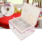 Vintage Sewing Basket Household Fabric Craft Thread Needle Storage Box Organizer