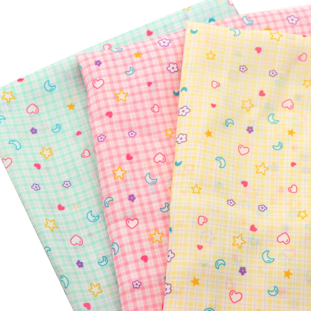 Pre-Cut Polyester Chiffon Fabric, 50 × 148cm, Heart & Star Print