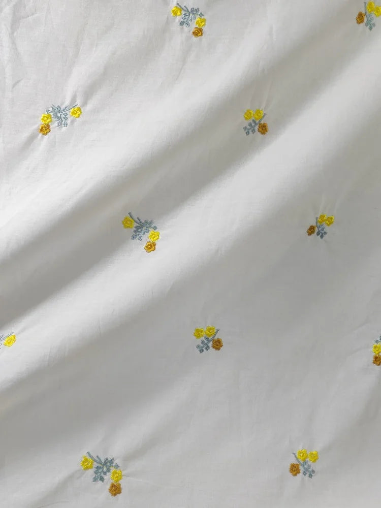 130cm*50cm Thin Cotton Fabric Embroidered Small Flower Suitable For Handmade DIY Pet Clothes Toy Doll Dresses Hair Loop Fabrics