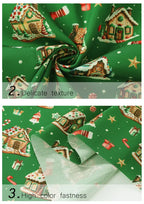 Tela estampada de pan de jengibre navideño y festivo – 100% poliéster, 150 cm de ancho
