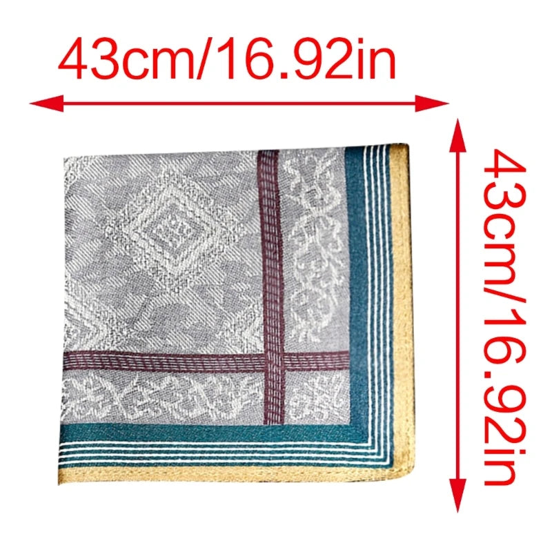 Cotton Jacquard Handkerchief – Elegant Printed Pattern | Soft & Sweat-Absorbing | 43x43cm