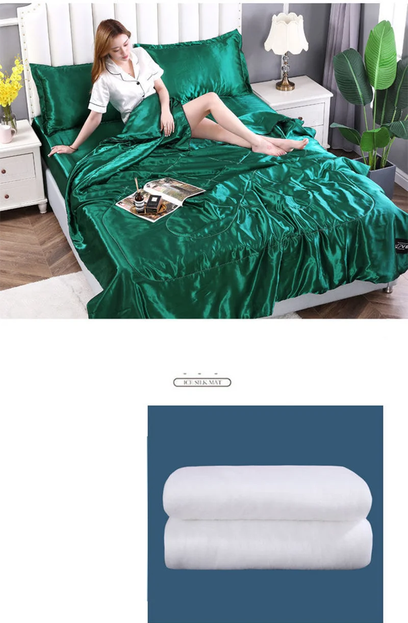 Luxury Satin Patchwork Quilt – Silky Soft, Spring & Summer Comforter, 4 Sizes