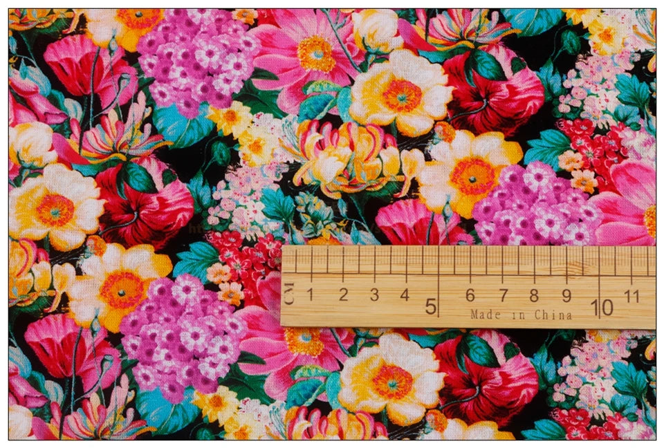 Gorgeous Floral Print 100% Cotton Fabric – 43" Wide, Half-Meter Panels | Quilting, Patchwork & DIY Sewing
