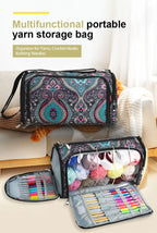 Bolsa de almacenamiento de hilo y ganchillo con estampado Paisley – Estuche organizador de punto (37×20×21cm)