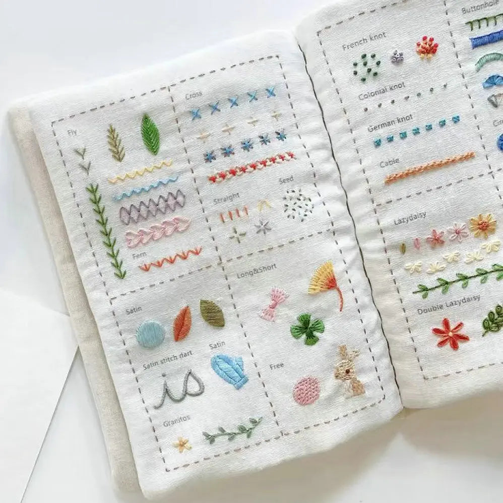 6 Pages Creative Embroidery Stitches Book, DIY Stitch Books, Embroidery sewing books, Beginner Creative Embroidery Sewing Kit
