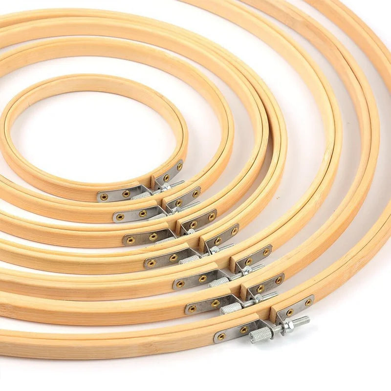 Round Bamboo Embroidery Hoops — Set of 10 (3–12 inch)