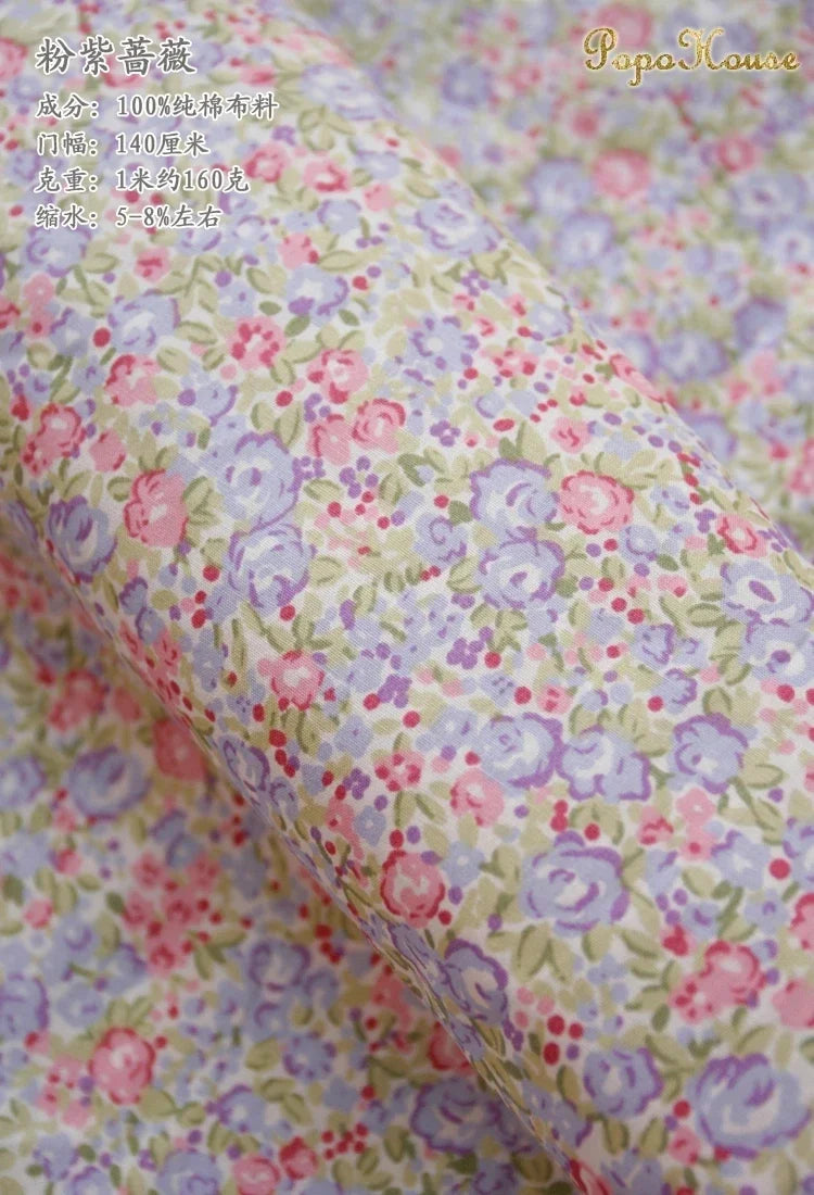 145cm Floral Cotton Poplin Fabric, 50cm Piece