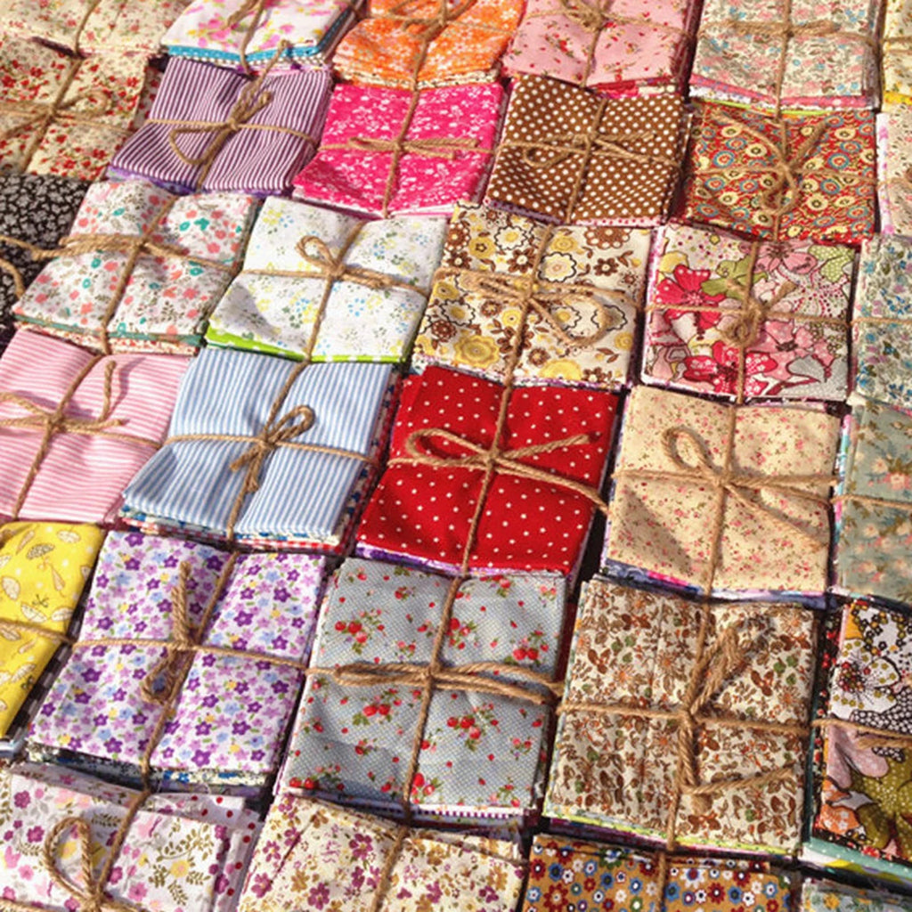 100-Piece Pre-Cut Floral Cotton Fabric Squares – 10cm × 10cm Mixed Colors – For Quilting, Patchwork & DIY Crafts