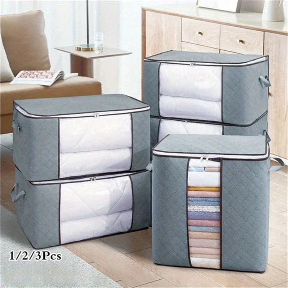 Large Quilted Storage Bag with Zipper – Foldable, Washable, for Quilts, Bedding & Clothing