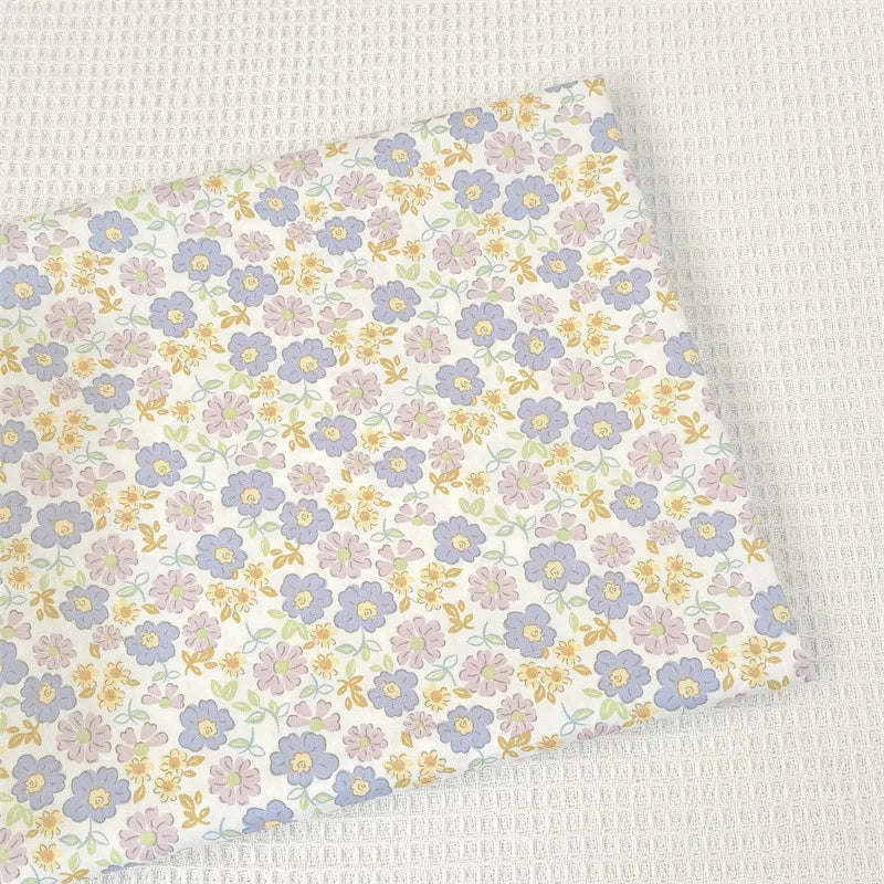 Pink & Purple Floral Cotton Twill Fabric – 140cm Wide, Printed Quilting & Sewing Cloth