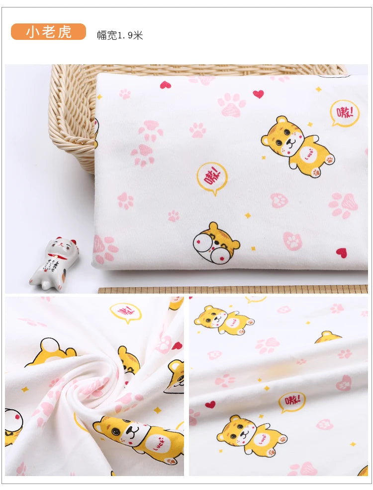 100% Cotton Knitted Print Fabric | 185 g/m² | 90×50cm | Baby Clothes, Bedding & Pajamas