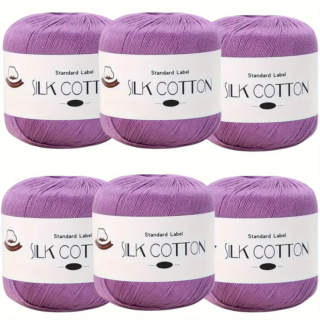 Hilo de Algodón de Seda - Hilo Fino para Ganchillo, Suéteres de Punto, Chales, Bufandas y Manualidades, Hilo Suave y Duradero 50g/unidad