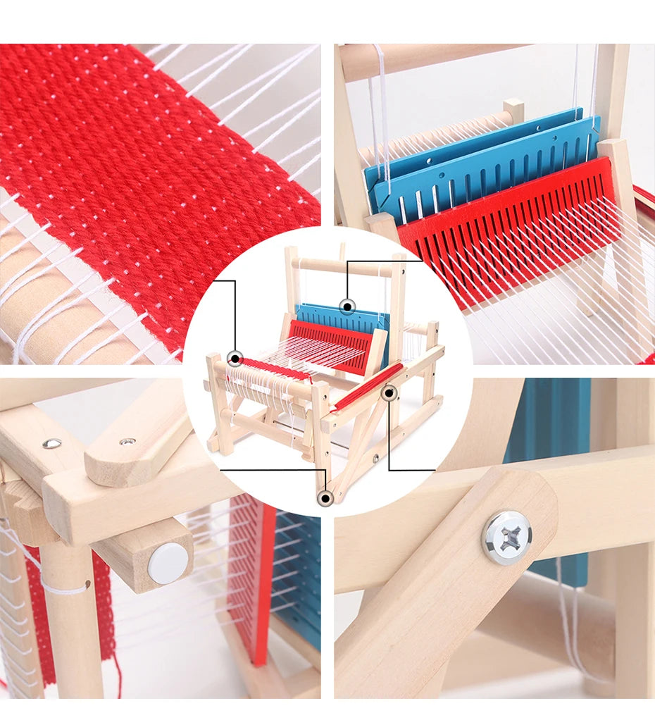 Kit de telar plegable multiartesanal de madera – Telar de mesa con 12 madejas de lana