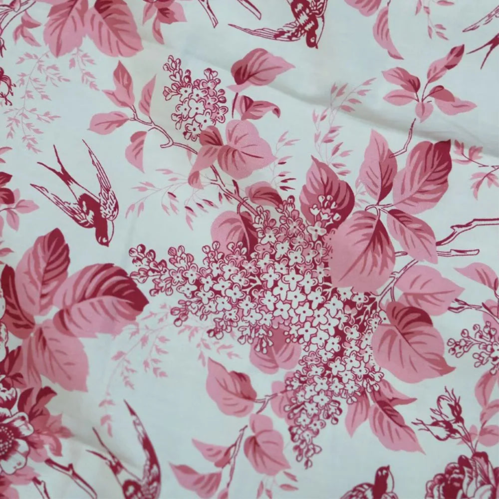 Pure Cotton Poplin Printed Fabric Vintage Europe Sketch Rose Pattern Cloth For Sewing DIY Costume Dress Home Curtain Accessories