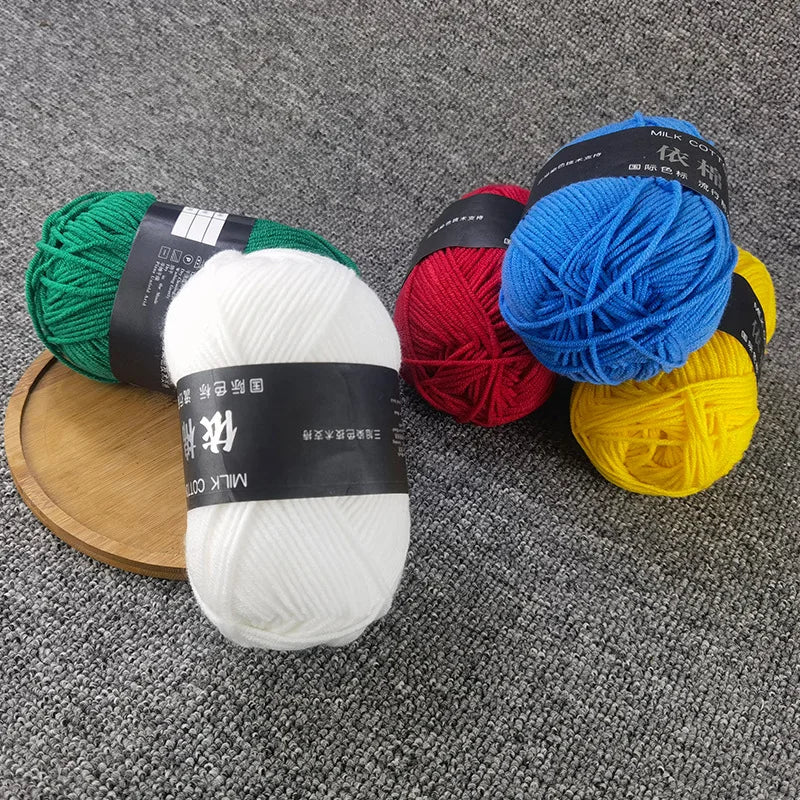 4-Ply Milk Cotton Knitting Yarn – 80% Cotton Blend | 40-50g Skein for Crochet, Sweaters & Amigurumi
