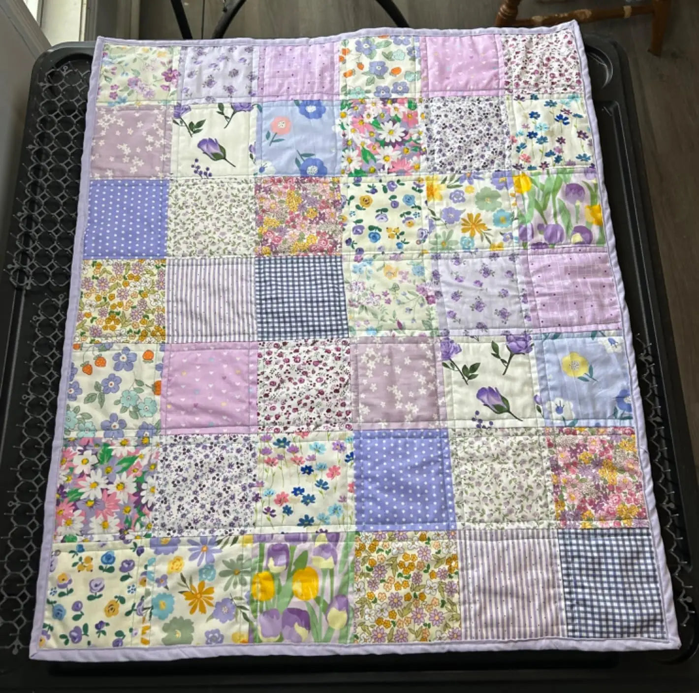 42-Piece Pre-Cut Quilting Fabric Squares – Purple Floral Patchwork 5" (12.7cm)
