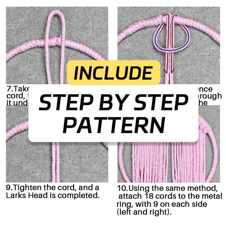Kit de macramé Corazón y Flores para Colgar en la Pared — Kit de Manualidades DIY para Principiantes | Poliéster