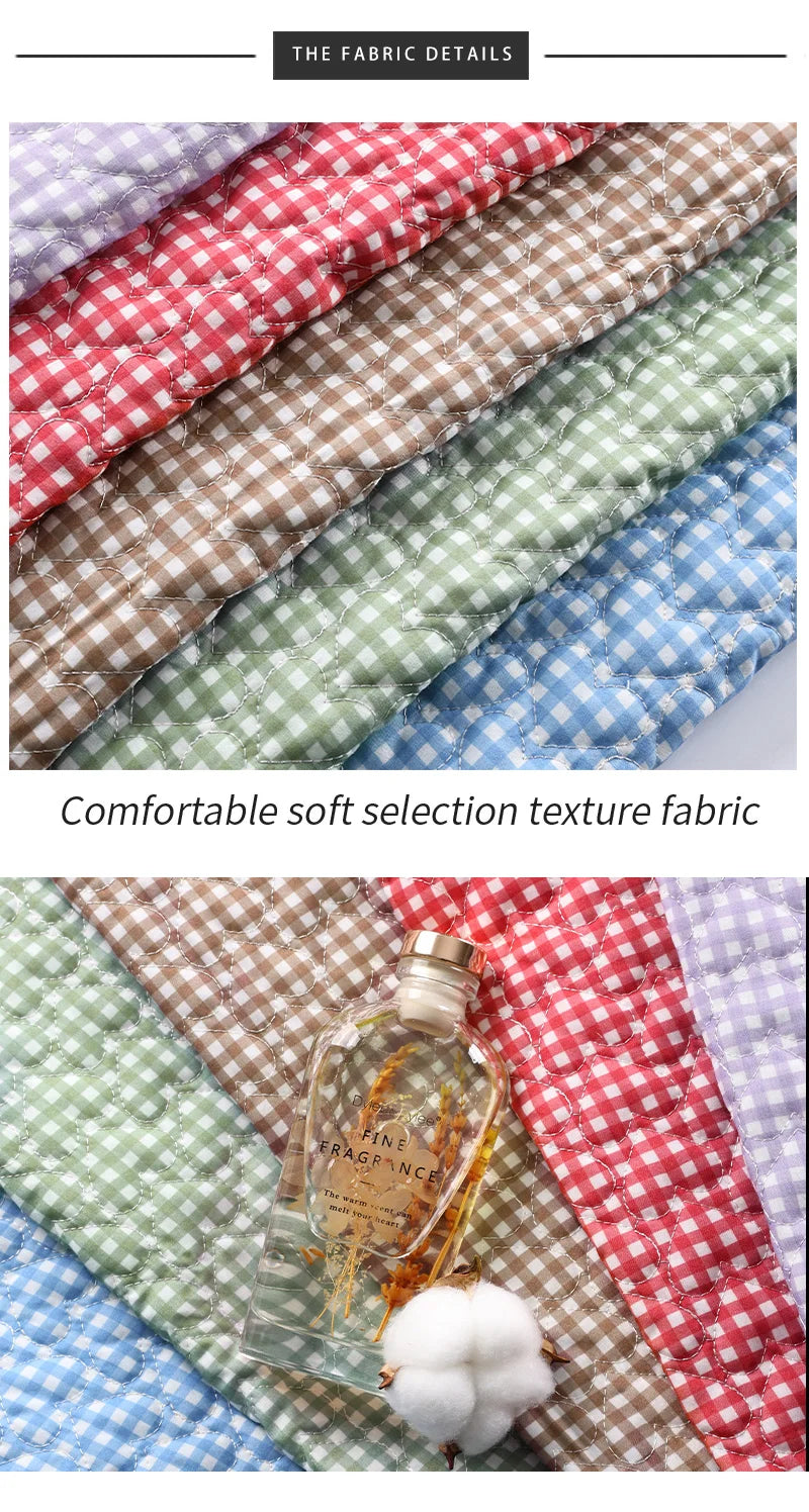 Pure Cotton Grid Quilted Fabric — Anti-Static, High-Absorbency | 0.5, 1 & 2 Yard Cuts