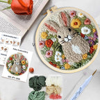 Punch Needle Embroidery Starter Kit – Animal Pattern | 20×20cm (7.8") with Hoop & Yarn