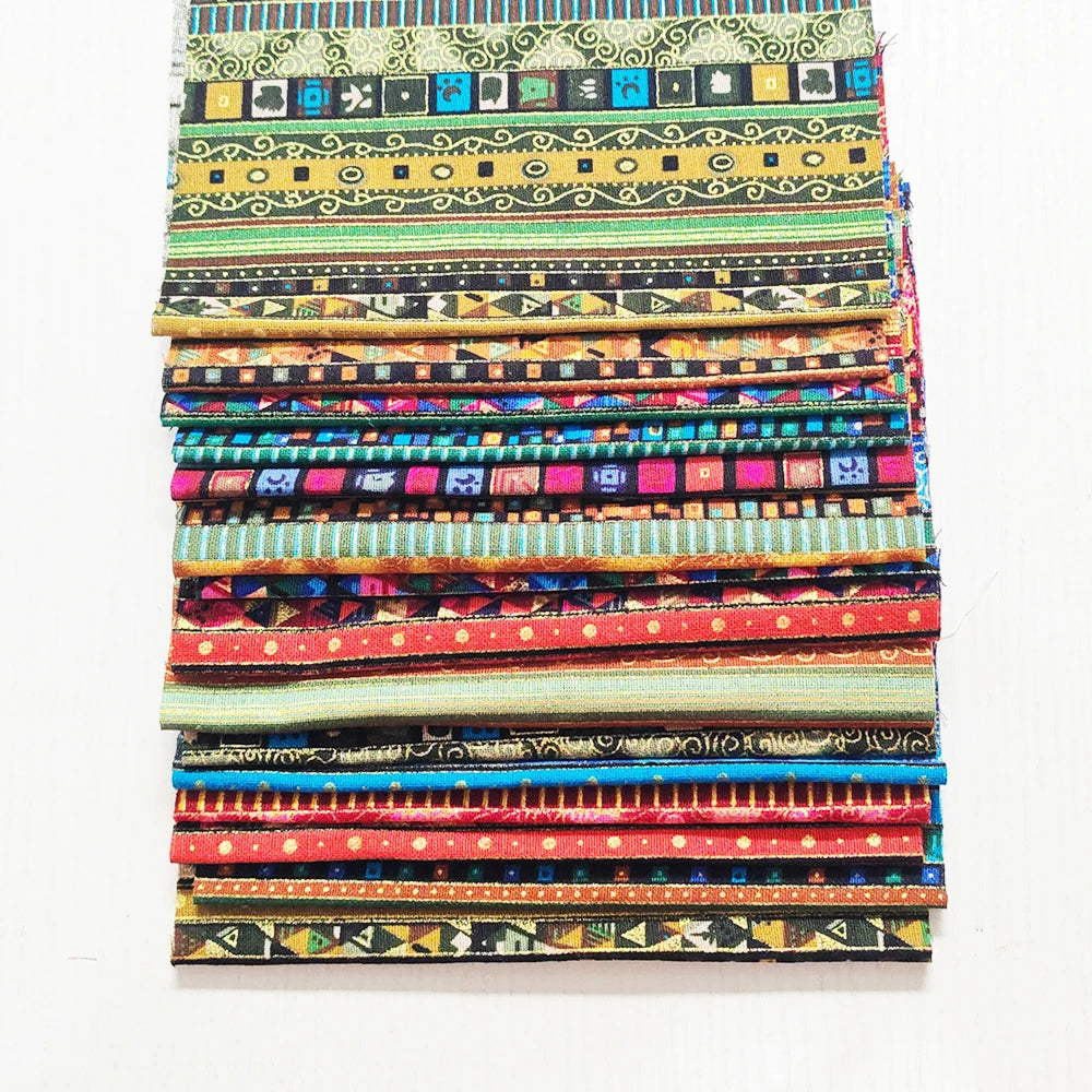 5-Piece Ethnic Print Cotton Fat Quarters Bundle – Quilting Squares for Patchwork & Handmade Crafts