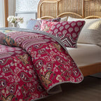 3-Piece Cotton Quilted Bedspread Set – Soft Pastoral Print | Bedsheet & 2 Pillowcases | 4 Sizes, 6 Colors