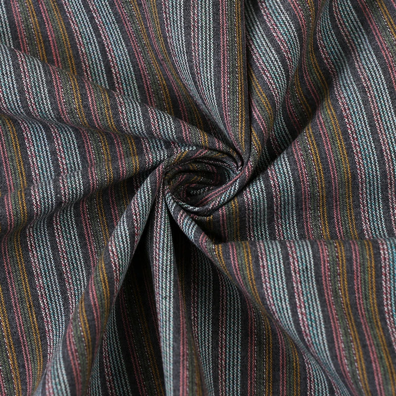 Yarn-Dyed Jacquard Striped Linen Cotton Fabric – 55" Wide, Sold by the Half Yard