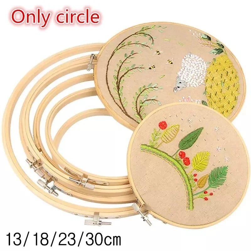 Round Bamboo Embroidery Hoops — Set of 10 (3–12 inch)