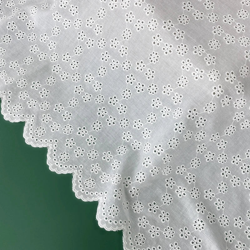 Floral Embroidery Cotton Lace Fabric | Hollow Out | 135cm Wide | Sold by the Yard
