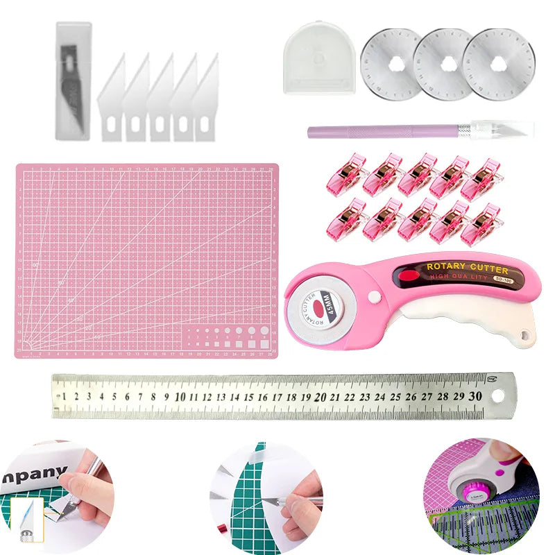 7-Piece Rotary Cutter & Quilting Tool Set – 45mm Blade, Cutting Mat, Ruler & More