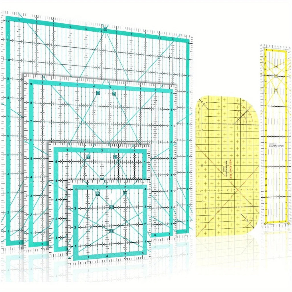 Juego de 6 reglas de acrílico para quilting – Reglas cuadradas, rectas y de planchado para quilting y patchwork