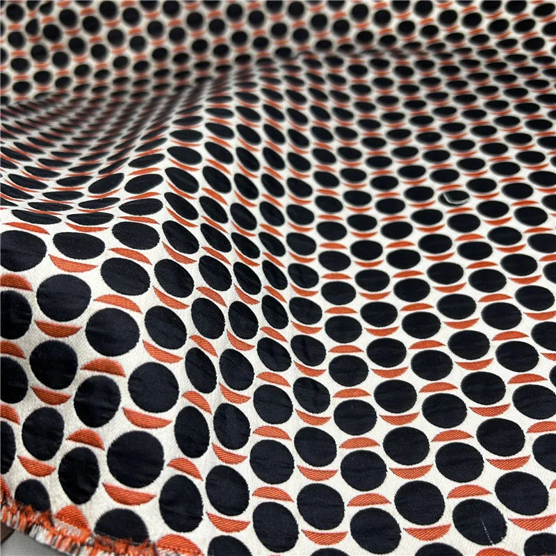 Black Polka Dot Brocade Fabric – 145cm Wide, 370g/m for Pants, Jackets & Fashion Clothing