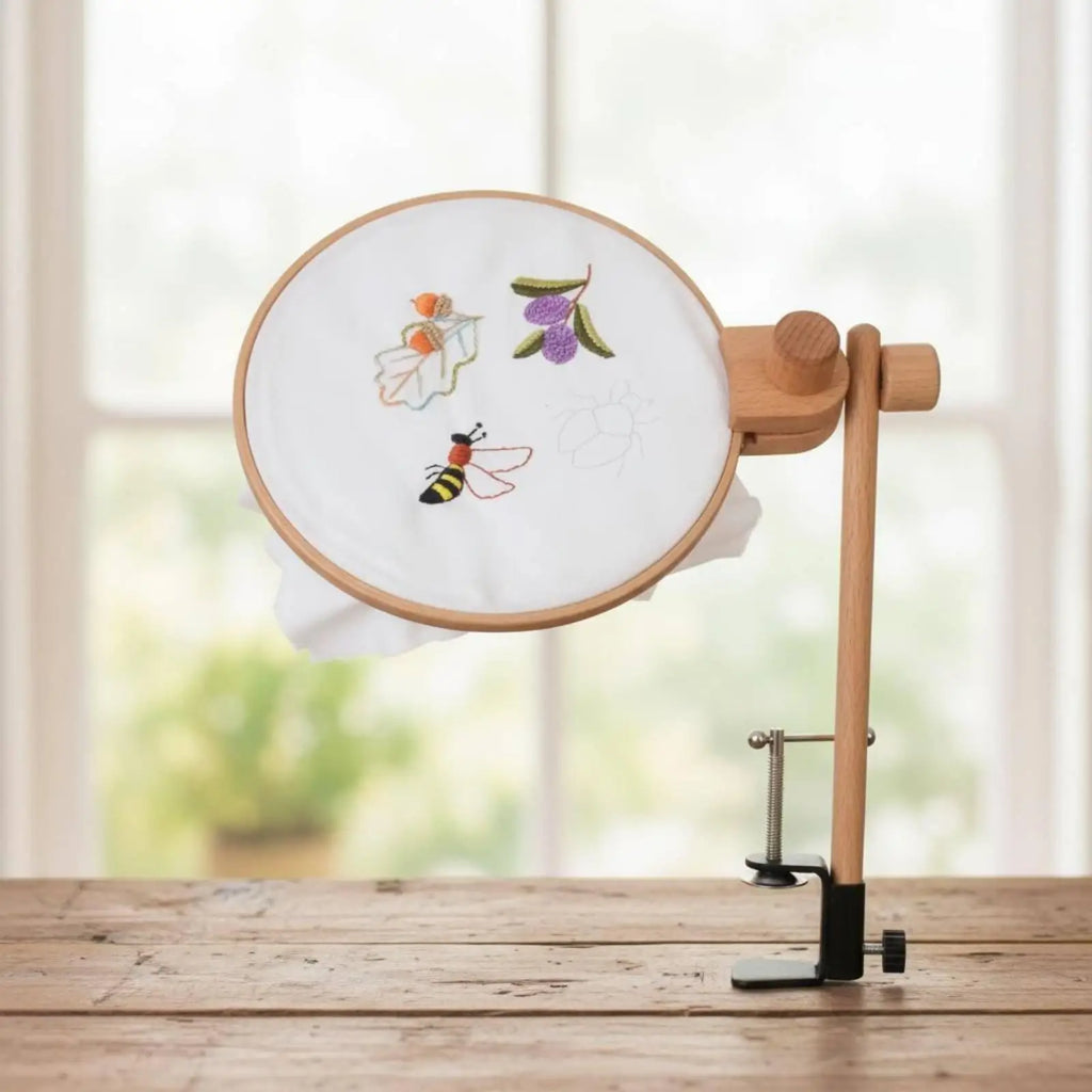 Beechwood Table-Clamp Embroidery Stand – 360° Rotating