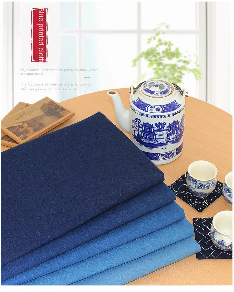 Indigo Batik Cotton Fabric – Grass-Dyed Sashiko & DIY Quilting Cloth (115cm Wide)