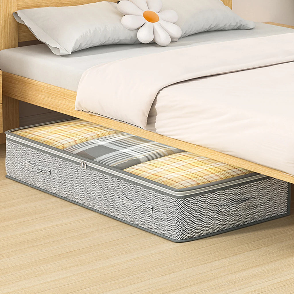 Foldable Underbed Quilt Storage Bag – Large Capacity Dust-Proof Organizer for Quilts, Clothes & Bedding