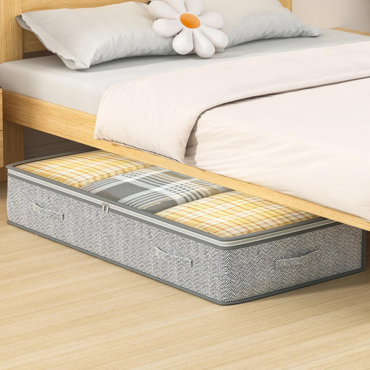 Foldable Underbed Quilt Storage Bag – Large Capacity Dust-Proof Organizer for Quilts, Clothes & Bedding