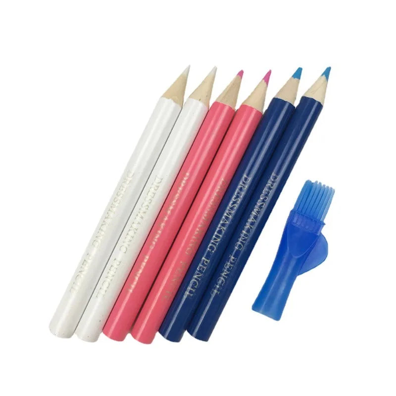 Water-Soluble Fabric Chalk Pencils with Brush Cap – 3 or 6-Pack (Red, White & Blue)