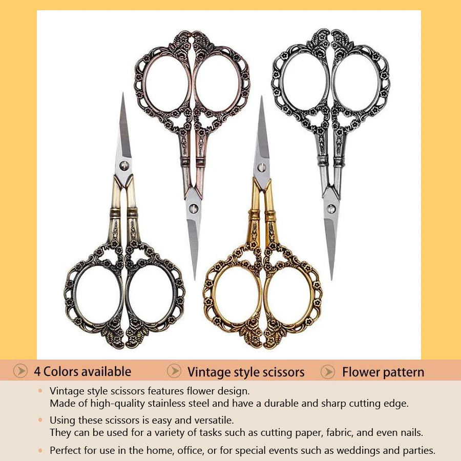 Tijeras de Costura y Manualidades Estilo Vintage – Acero Inoxidable Decorativo, 11,4 cm