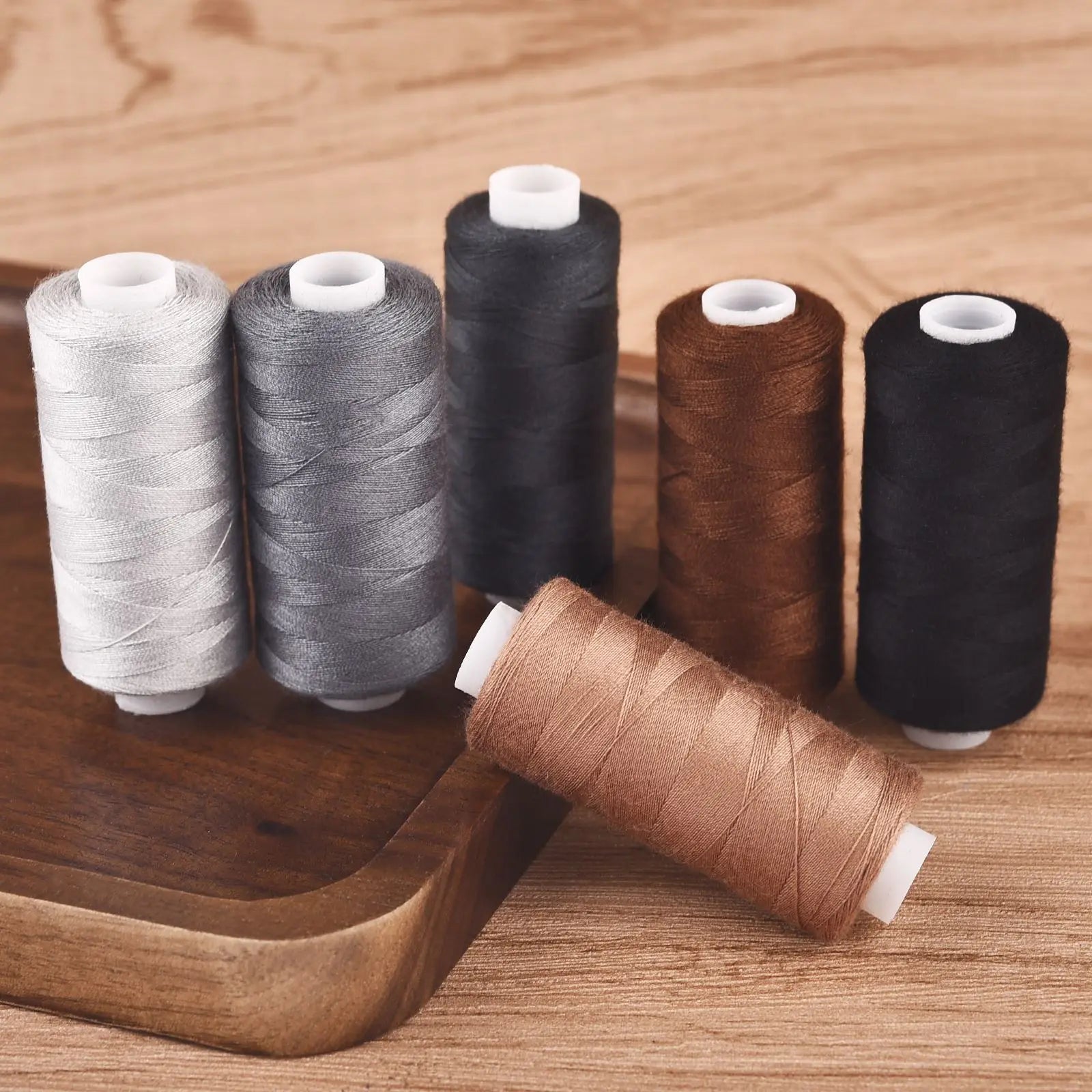 Polyester Sewing Thread Set — 6 Rolls, 400 Yards Each
