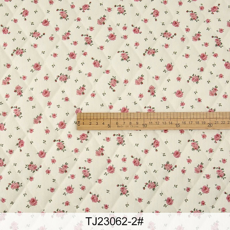 Xintianji Quilted Corduroy Fabric – Floral Print, Thickened, 150cm Wide