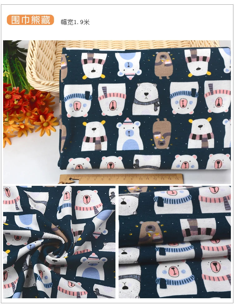 Soft Print 100% Cotton Knit Fabric – 185 g/m² | Baby Clothes, Pajamas & Bedding | 50×90cm