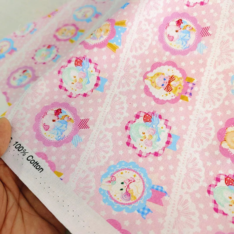 20S Cotton Cute Showa Kawaii Cat Deer Print Fabric DIY Quilting Needlework Material Sewing Dress Kids Clothes Fabrics