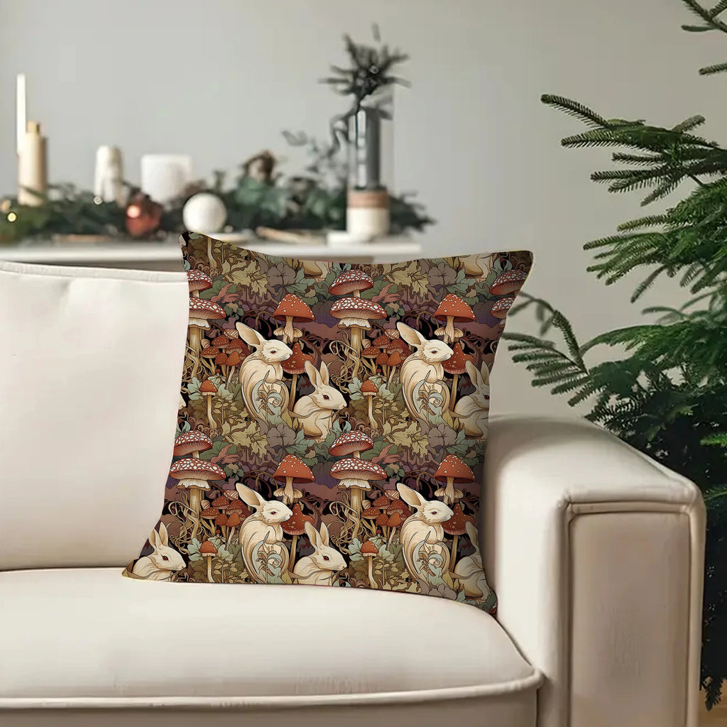 Mushroom & Animals Print Cotton Fabric — 50×145cm Half Meter | Quilting & Patchwork