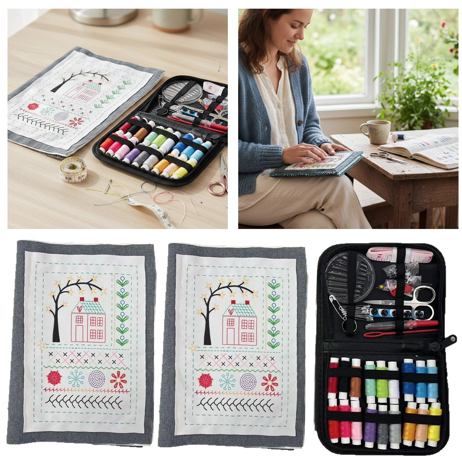 Embroidery Starter Kit with Instructional Book & Complete Toolkit