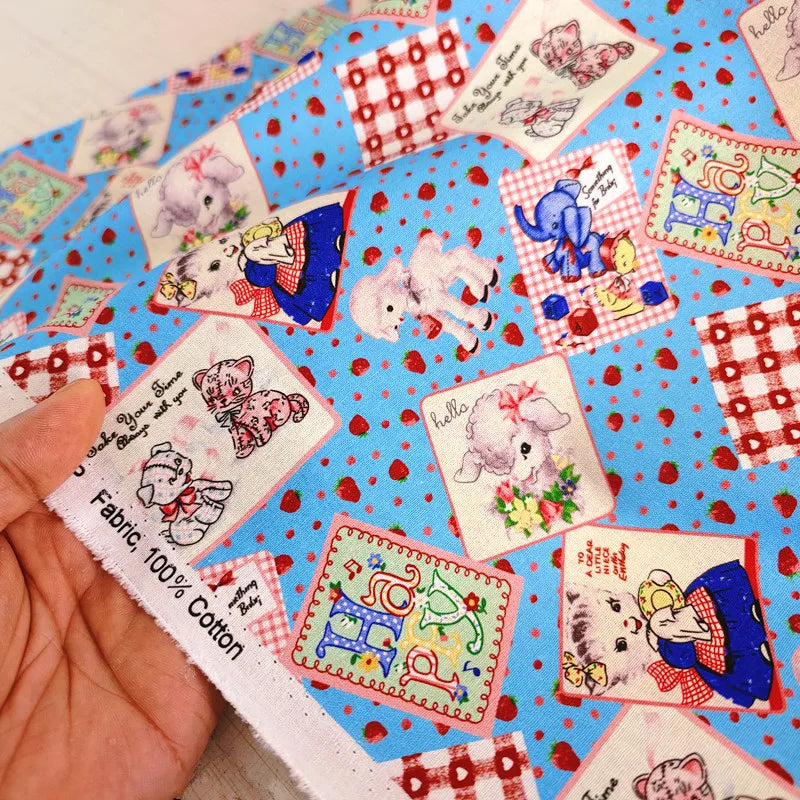 20S Cotton Cute Showa Kawaii Cat Deer Print Fabric DIY Quilting Needlework Material Sewing Dress Kids Clothes Fabrics