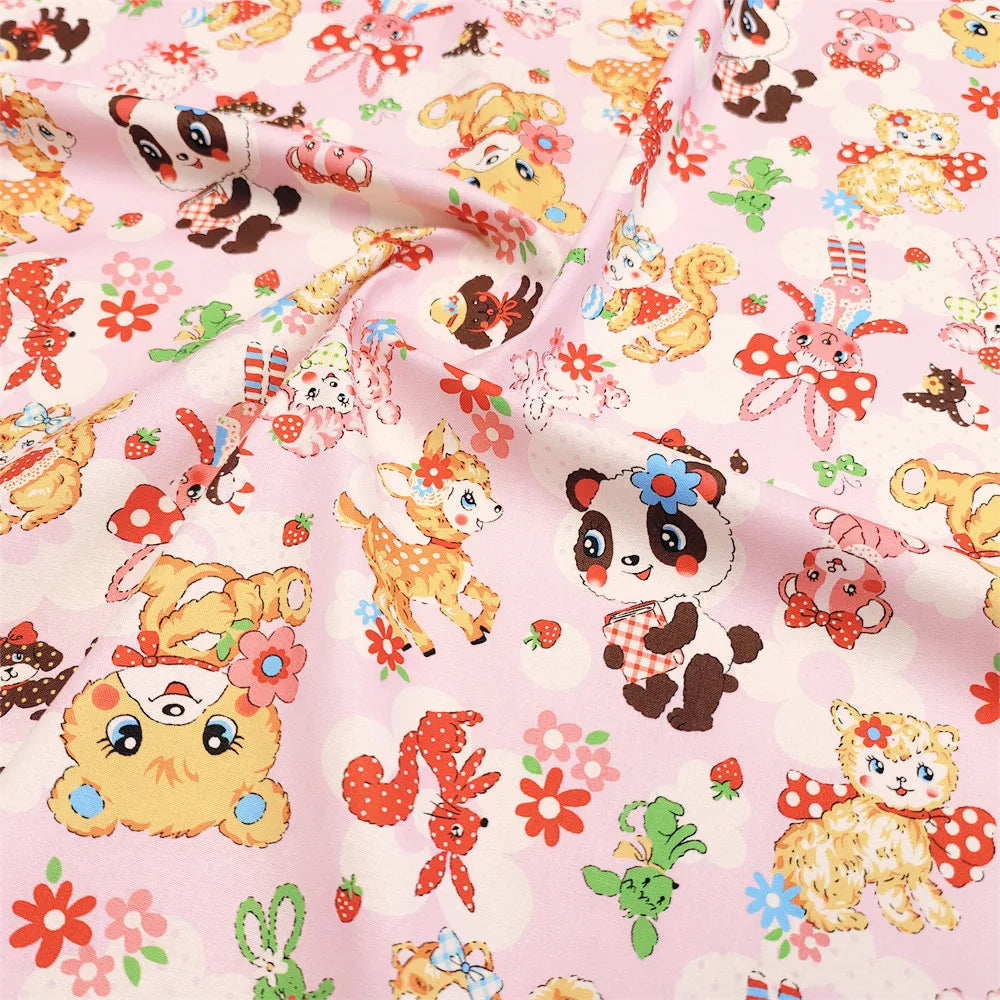 20S Cotton Cute Showa Kawaii Cat Deer Print Fabric DIY Quilting Needlework Material Sewing Dress Kids Clothes Fabrics