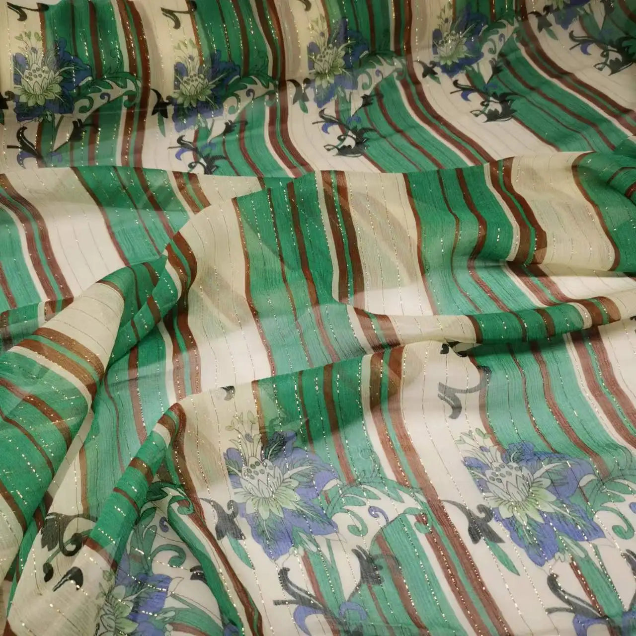 Floral Print Silk-Cotton Blend Fabric – 135cm Wide, 9-10mm | Dresses, Blouses & Luxury DIY Sewing