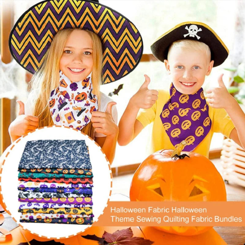 Retazos de Tela Cuadrados Halloween — 6 Cuadrados Precortados de 25×25cm | 100% Poliéster