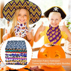 Retazos de Tela Cuadrados Halloween — 6 Cuadrados Precortados de 25×25cm | 100% Poliéster