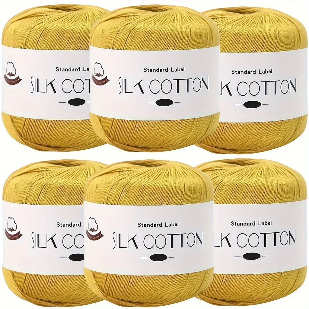 Hilo de Algodón de Seda - Hilo Fino para Ganchillo, Suéteres de Punto, Chales, Bufandas y Manualidades, Hilo Suave y Duradero 50g/unidad